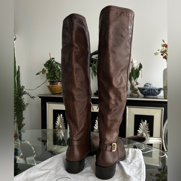 NWOT Prada deerskin leather brown and brass knee high boots - Picture 7 of 9